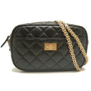 CHANEL 2.55 A91768 Shoulder Bag, Lambskin, Black, Women's 254163